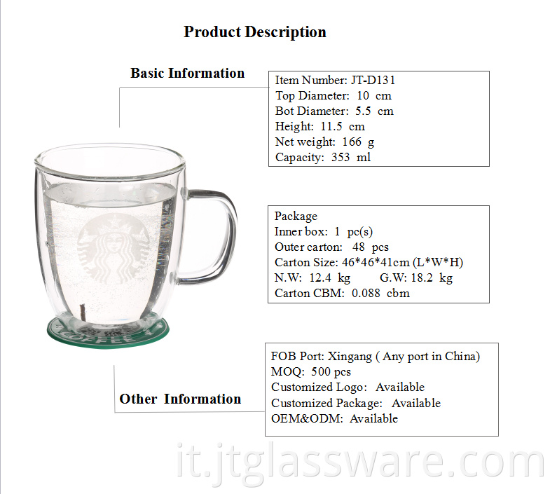 Double Layered Borosilicate Glass Cups